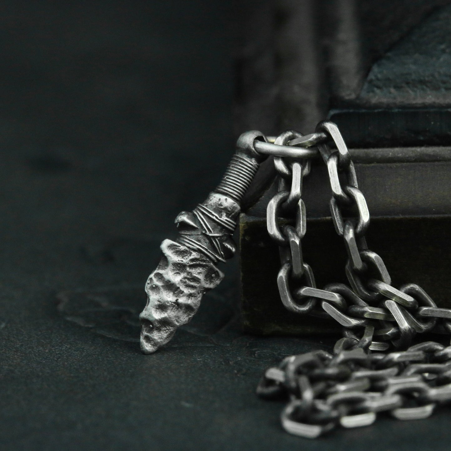 925 sterling silver spearhead pendant handmade weapon necklace stone men and women necklace personality ornaments