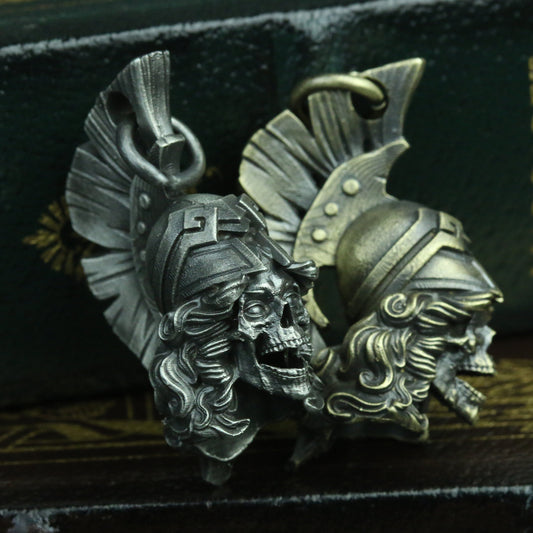 925 Silver Angry Athena Necklace, Greek Goddess Pendant, Roaring Skull Pendant, Roman Mythology Jewelry Brass Handmade Jewelry