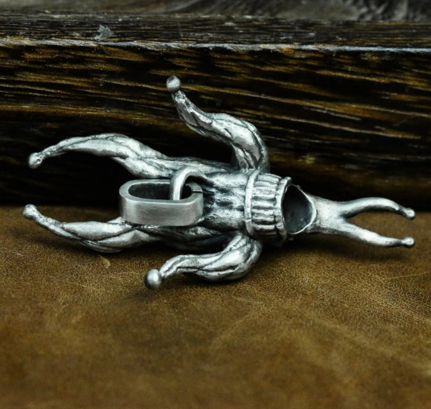 Gothic Jester Pendant - 925 Silver Macabre Style Men's Neckwear