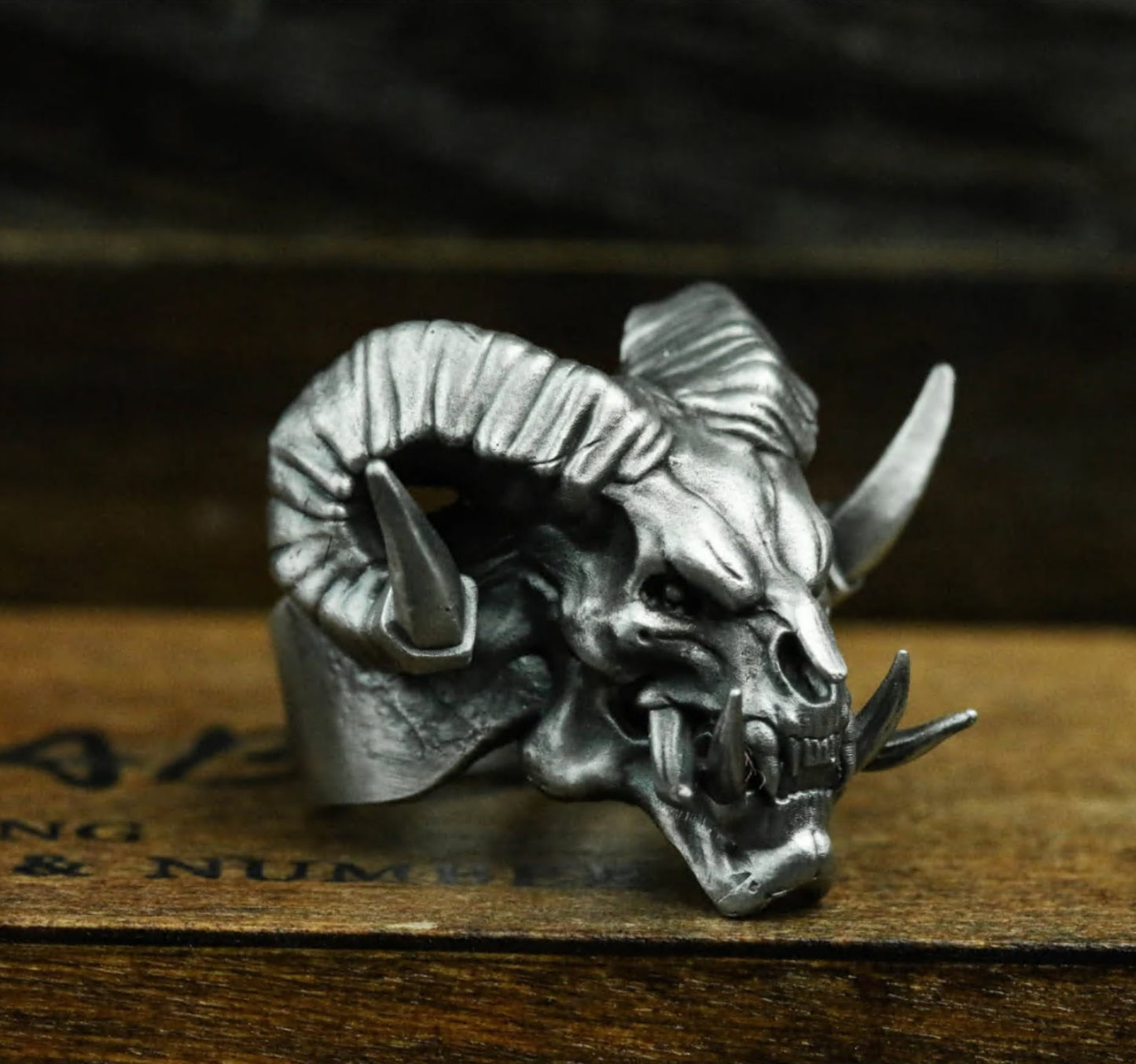 Satan Devil Sheep Head 925 Silver Ring, Skull Sheep Ring, Animal Skull, Men’s Ring, Pan Sheep Ring