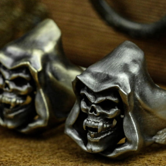 Grim Reaper 925 Silver Ring, Gothic Skull Silver Ring, Horror Retro Ring, Handmade Skull Gift - SATANHORN