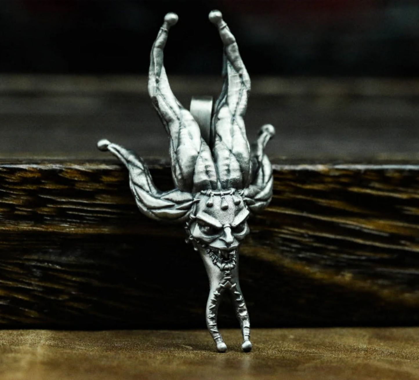 Gothic Jester Pendant - 925 Silver Macabre Style Men's Neckwear