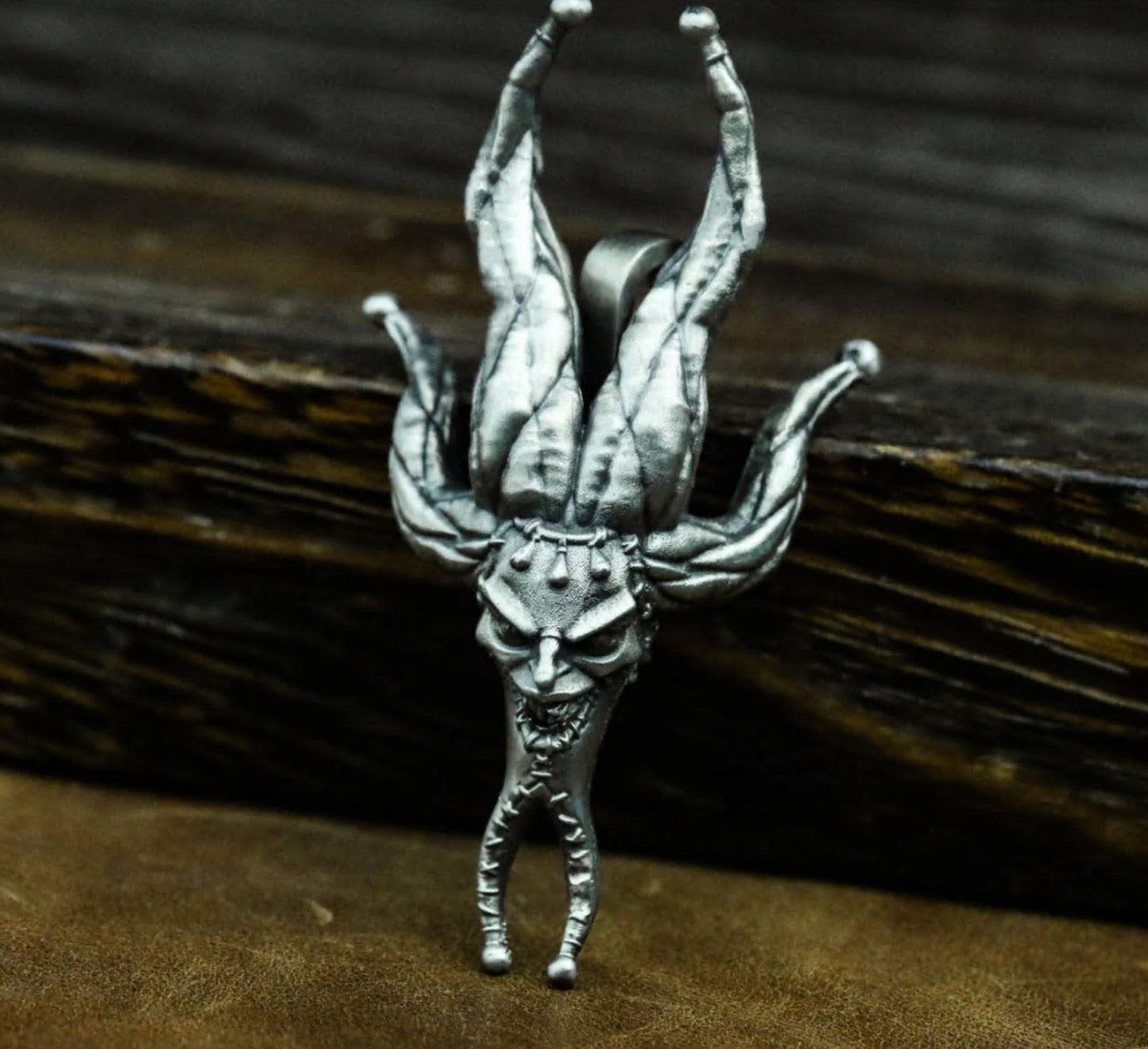 Gothic Jester Pendant - 925 Silver Macabre Style Men's Neckwear