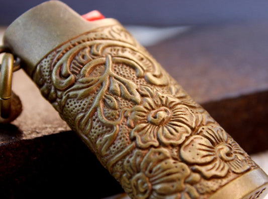 Brass BAK lighter shell, brass retro pattern lighter shell