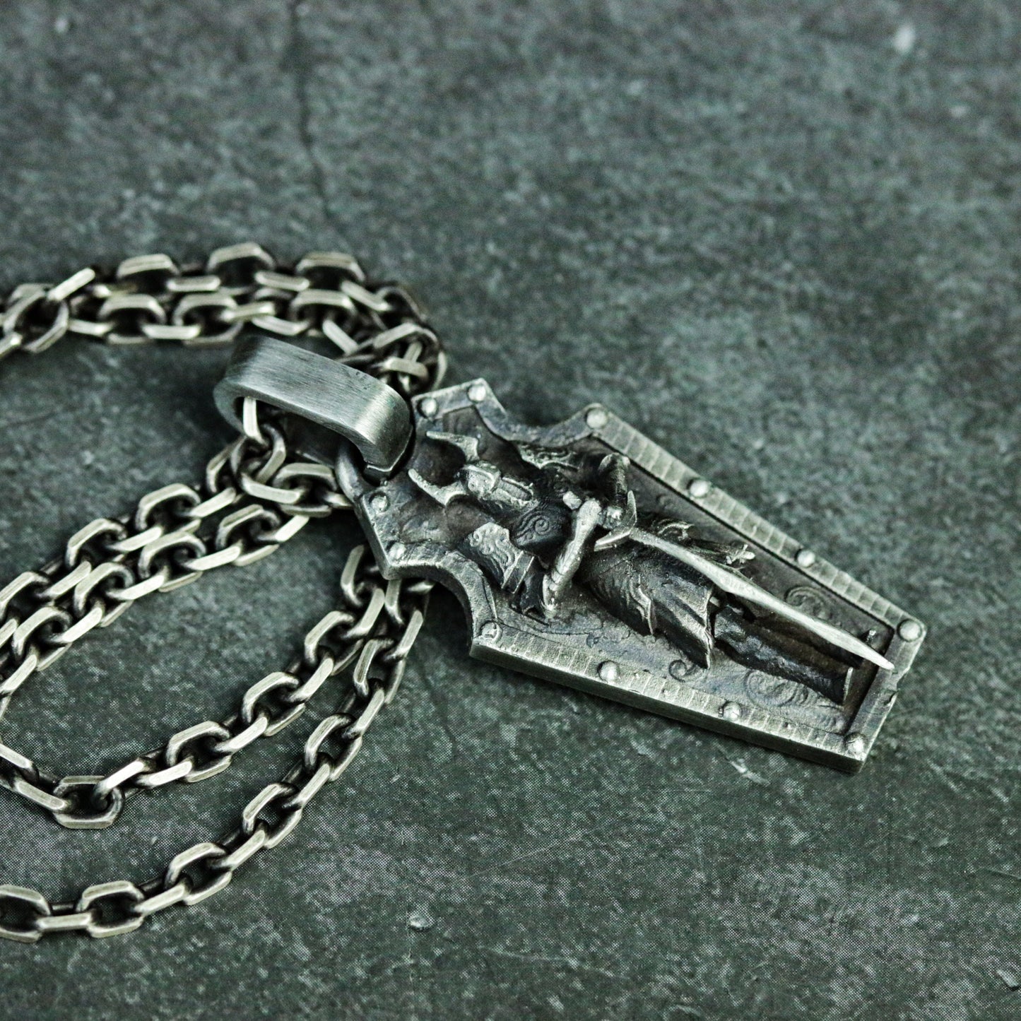 Paladin 925 silver pendant necklace, knight's soul silver jewelry gift handmade pendant, warrior pendant