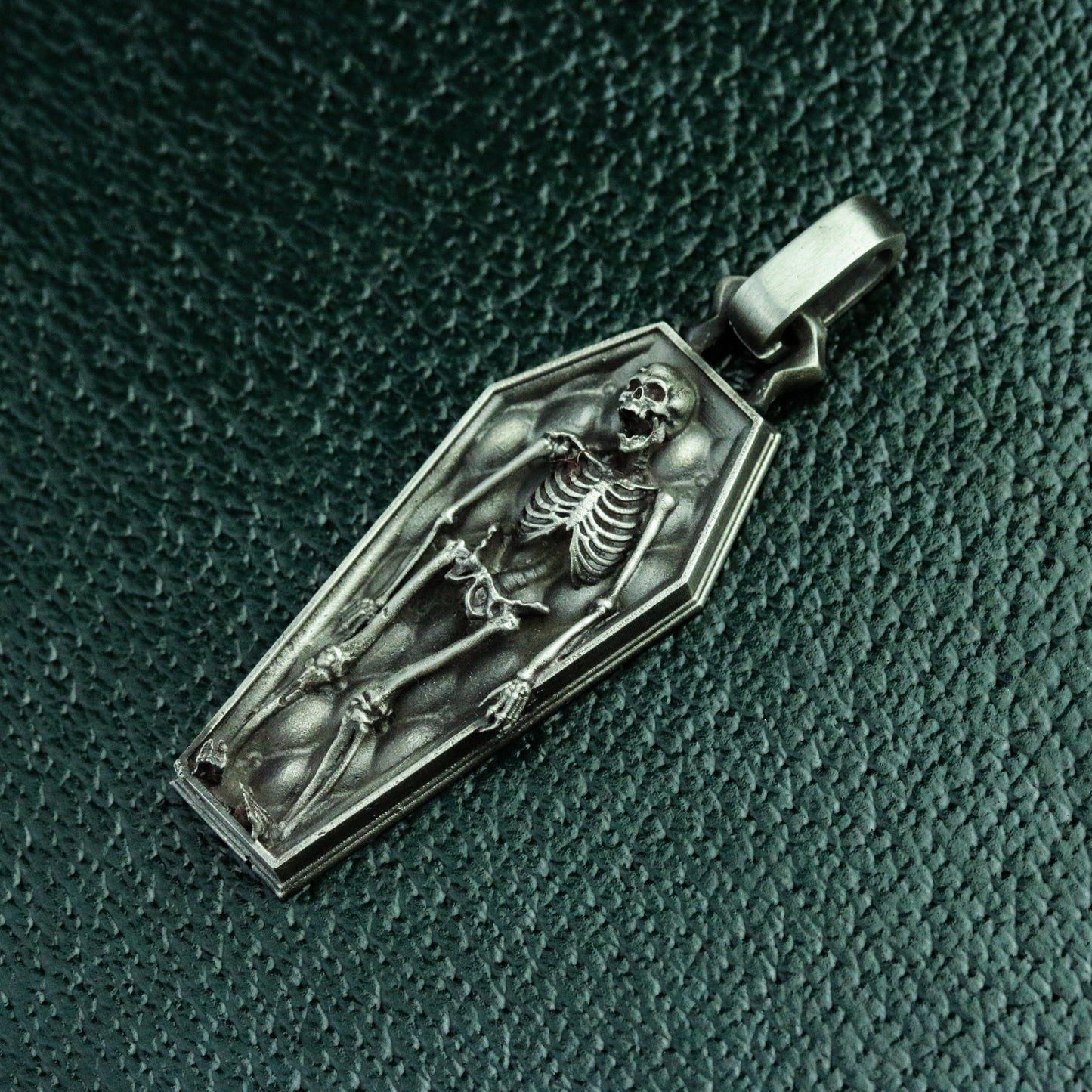 Human skeleton 925 silver pendant necklace, dead coffin gothic pendant necklace, dark skull silver jewelry personalized gifts