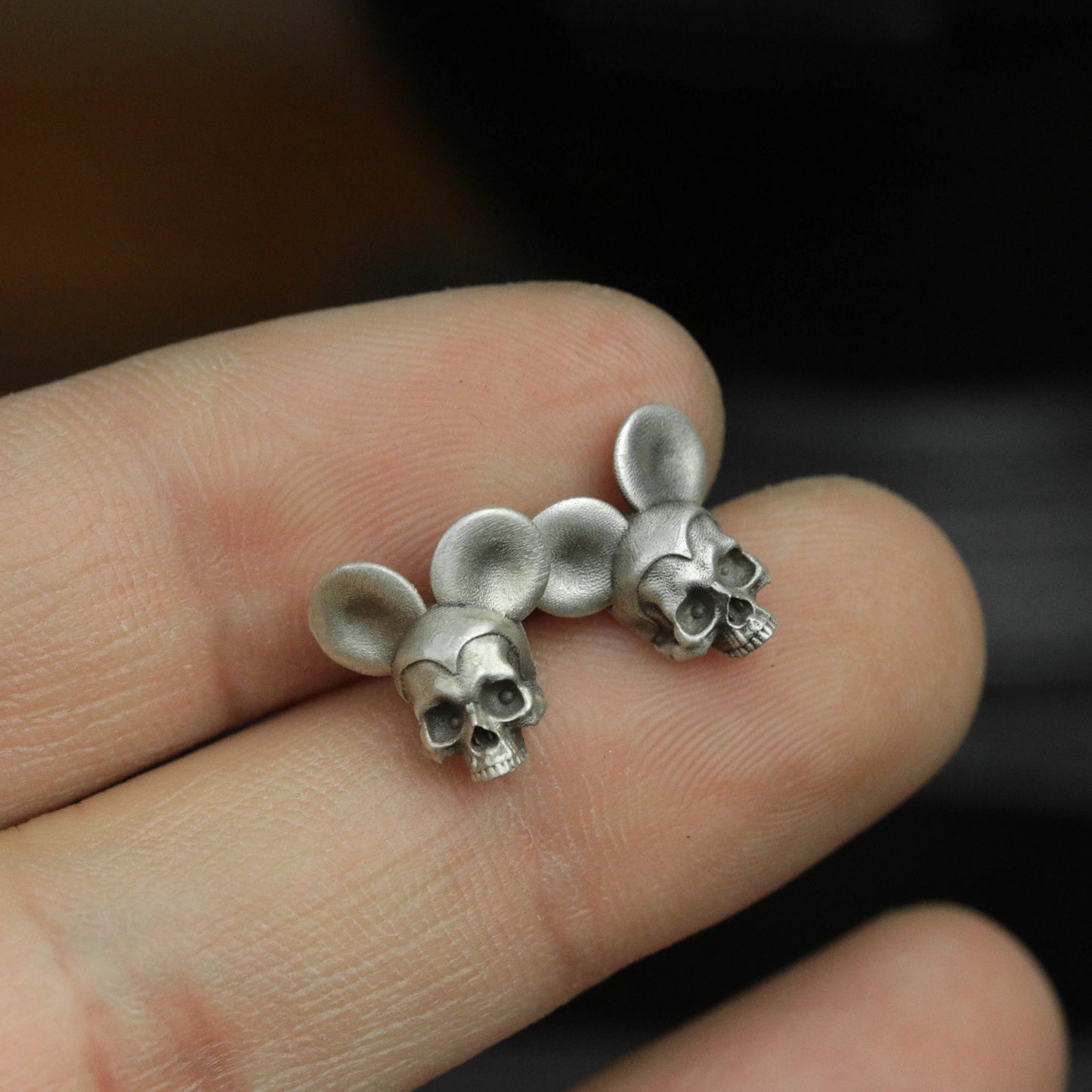 mouse stud earrings, mouse skull, mouse accessories, skull stud earrings, skull accessories,Gifts for Him, Gifts for Men