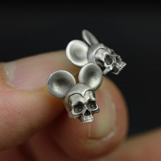 mouse stud earrings, mouse skull, mouse accessories, skull stud earrings, skull accessories,Gifts for Him, Gifts for Men