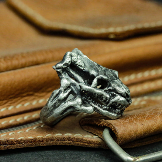 Python skull 925 silver ring, animal skull silver snake ring, gothic undead animal jewelry personalized gift - SATANHORN