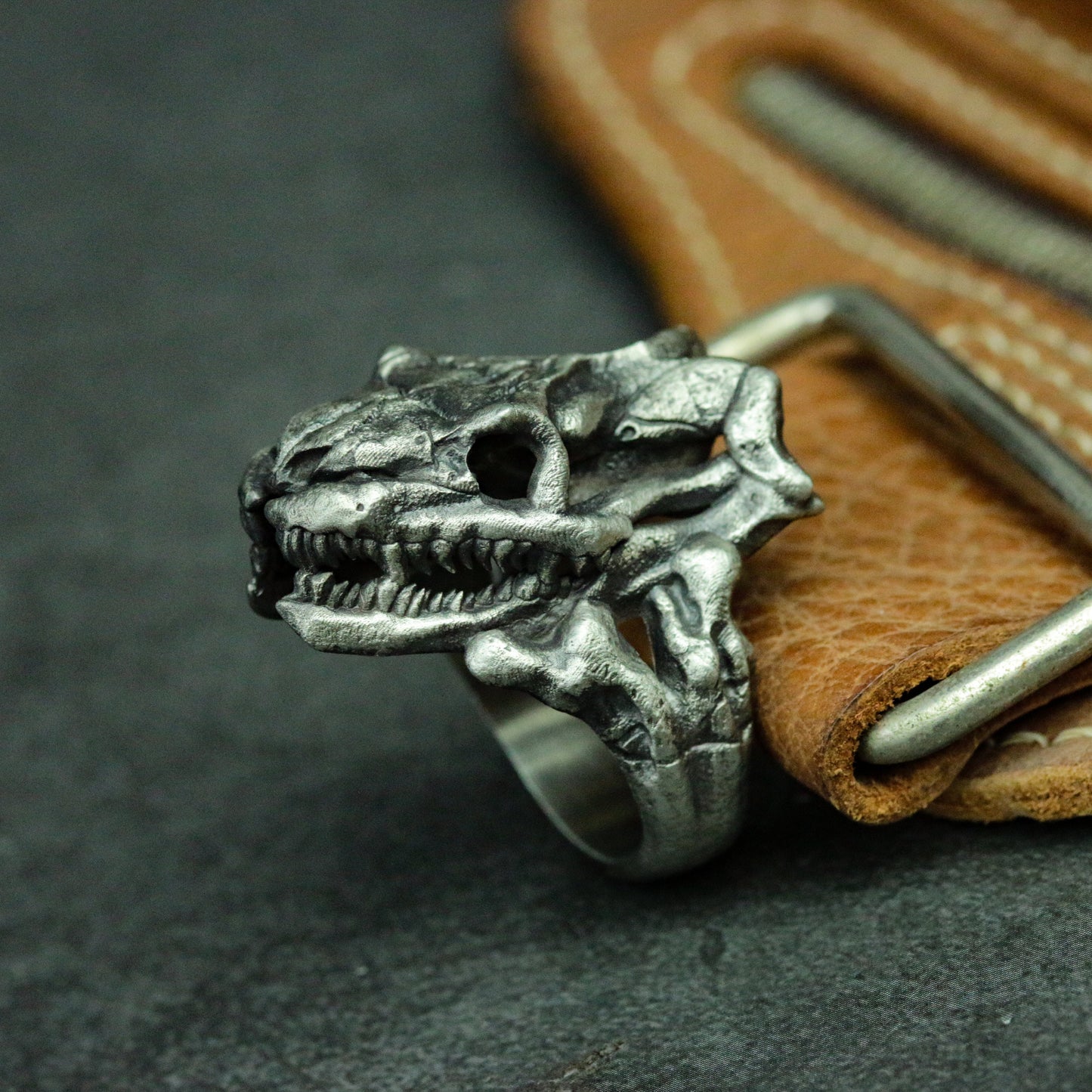 Python skull 925 silver ring, animal skull silver snake ring, gothic undead animal jewelry personalized gift - SATANHORN