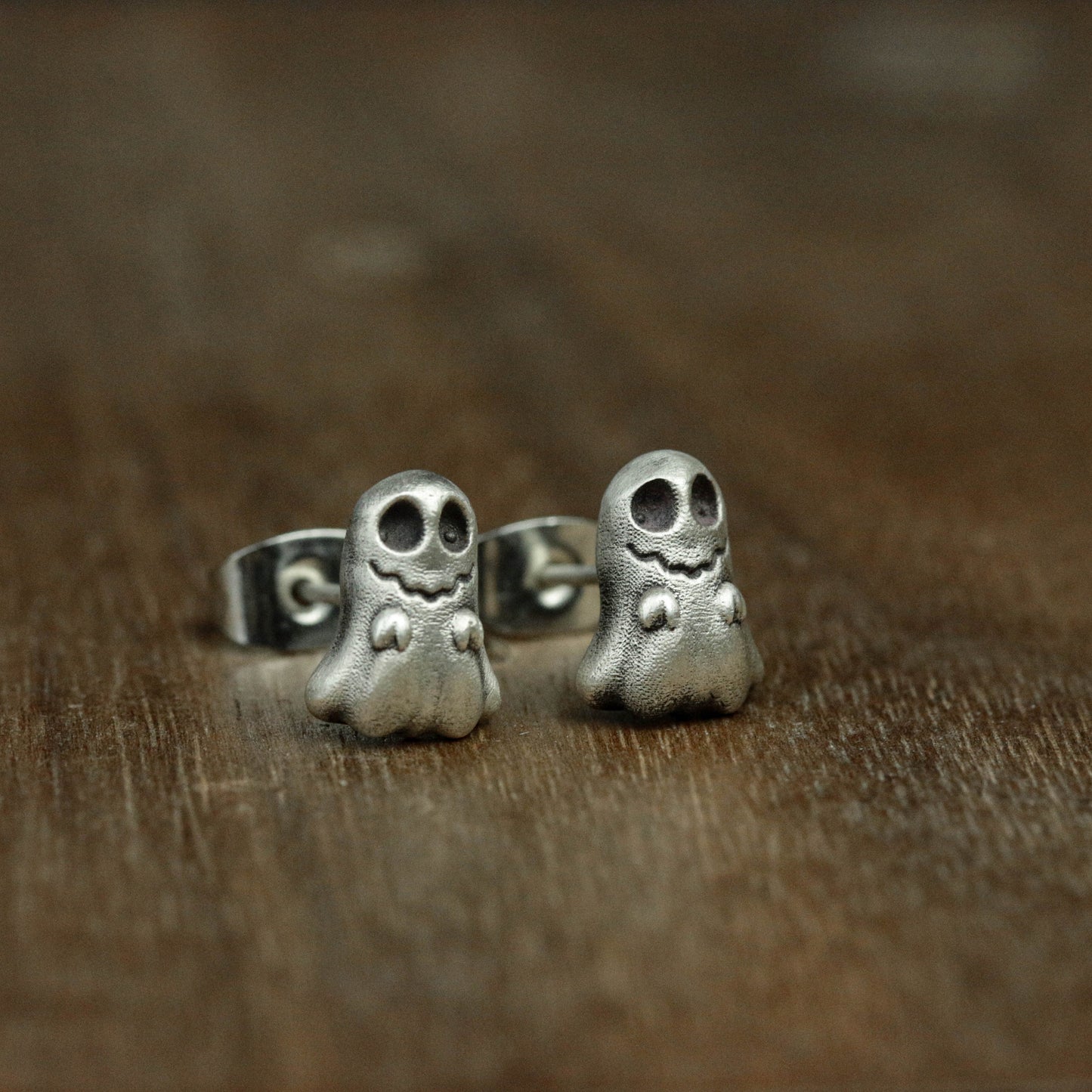 sterling silver ghost stud earrings, ghost accessories, ghost jewelry, fun stud earrings