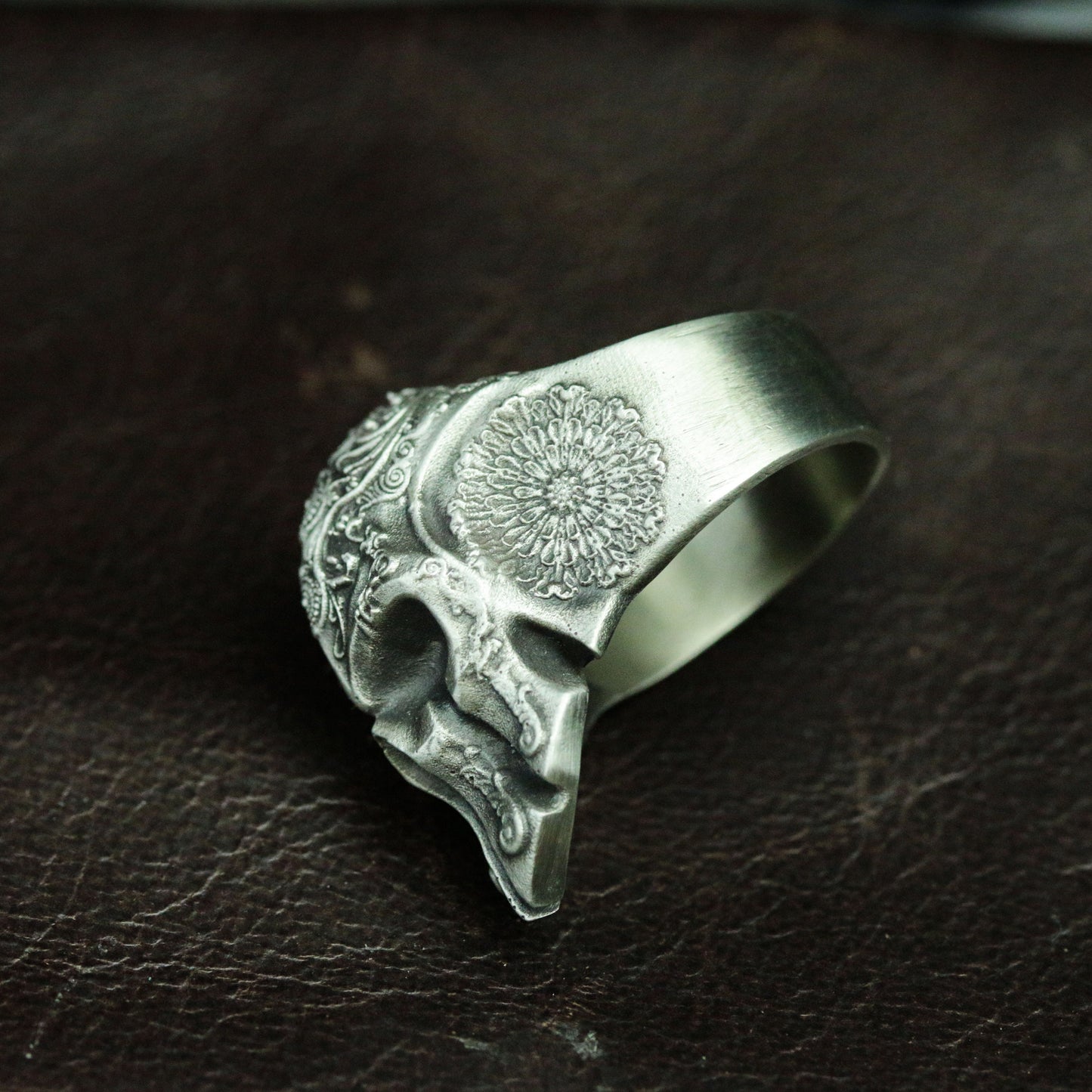 Spartan 925 silver ring, baroque style mask ring, Spartan warrior jewelry personalized gifts - SATANHORN