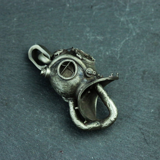 Water Ghost helmet 925 silver pendant necklace, diver silver pendant, cyborg helmet necklace silver pendant silver gift - SATANHORN
