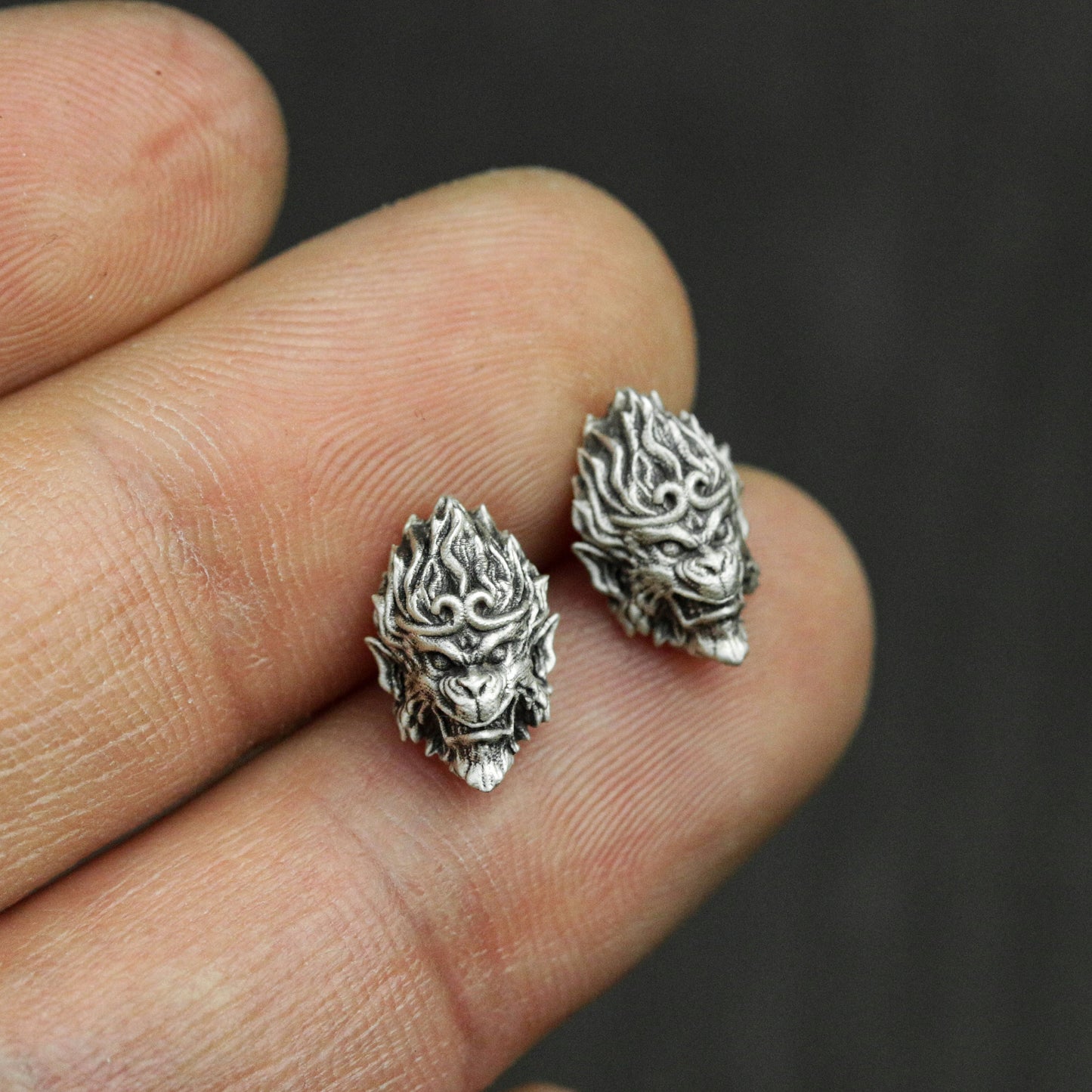 Sterling silver Monkey King earrings, Monkey King earrings, monkey earrings, Monkey King earrings gifts for him
