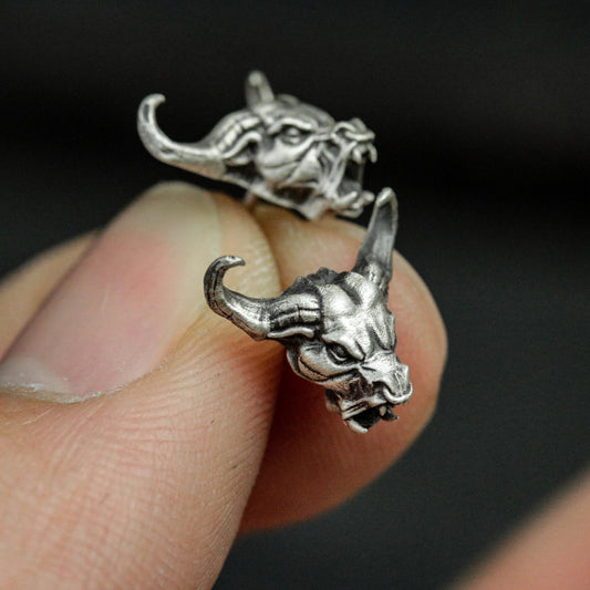 Sterling Silver Bull Head Stud Earrings, Bull Head Stud Earrings, Bull Horn Stud Earrings, Bull Stud Earrings, Gifts for Him, Gifts for Men