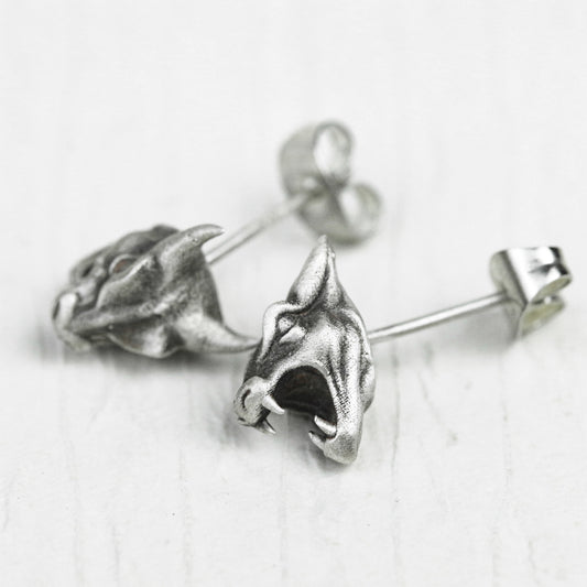 Rhino Head Stud Earrings, Rhino Stud Earrings, Sterling Silver Stud Earrings, Rhino Jewelry, Large Animals, Men's Gifts, Gifts for Him