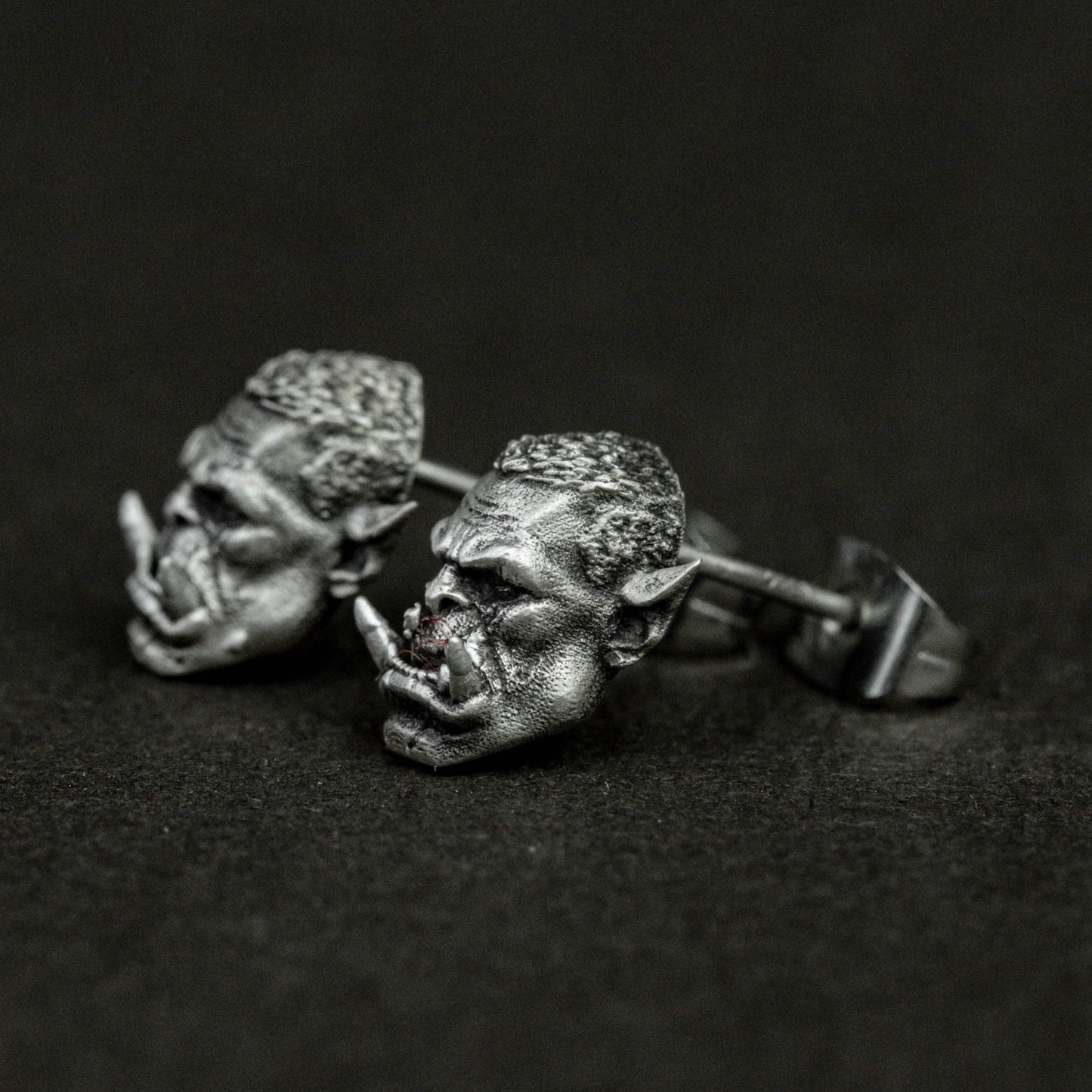 Tactical Fantasy Earrings - 925 Silver Handmade MMORPG Accessories for Men