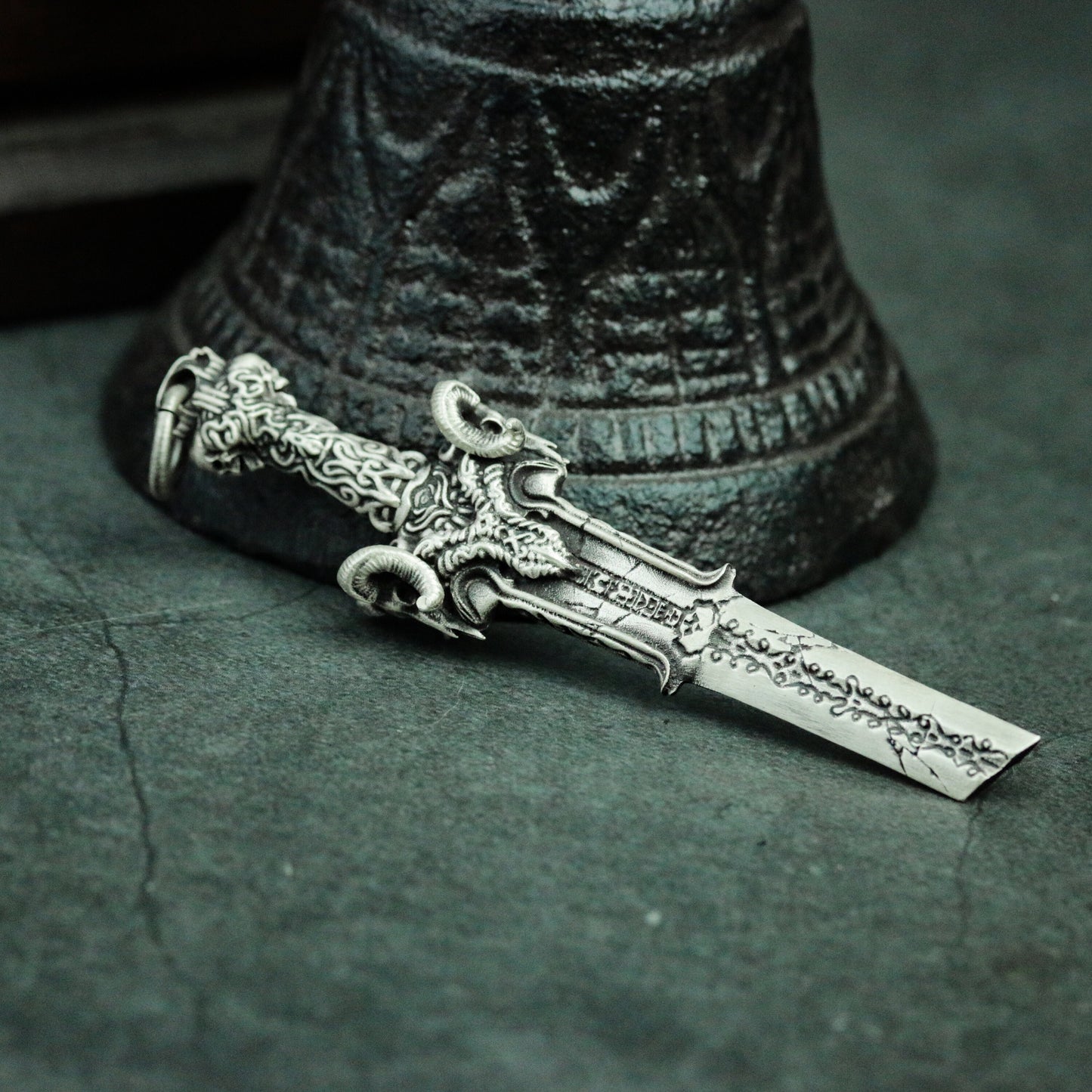 Devil Destruction Sword 925 Silver Pendant Necklace, Death Sword, Rune Sword Pendant Silver Handmade Gift