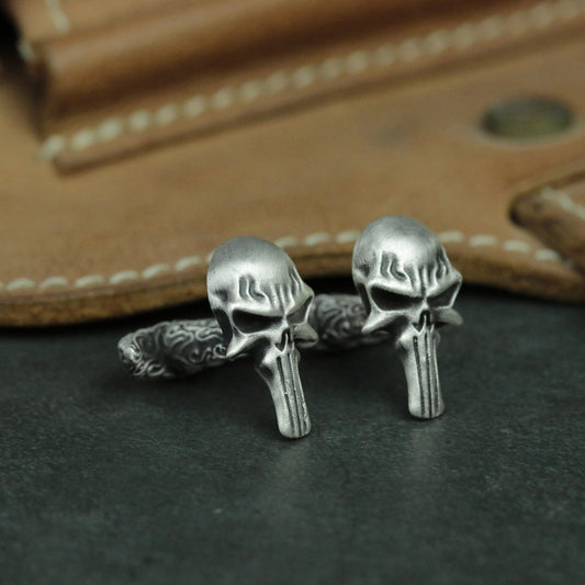 Sterling Silver Skull Cufflinks - Luxury Artisan Craft for Groomsmen & Fathers