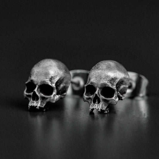 Jawless skull 925 silver Earrings, broken skull Earrings, sterling silver ghost vintage gothic Earrings gift-craftsman made