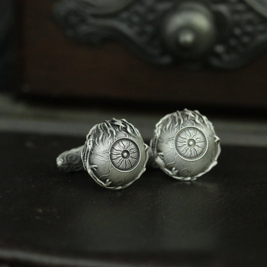 All-Seeing Eye Cufflinks - 925 Sterling Silver Dark Lord Design for Mythical Collectors