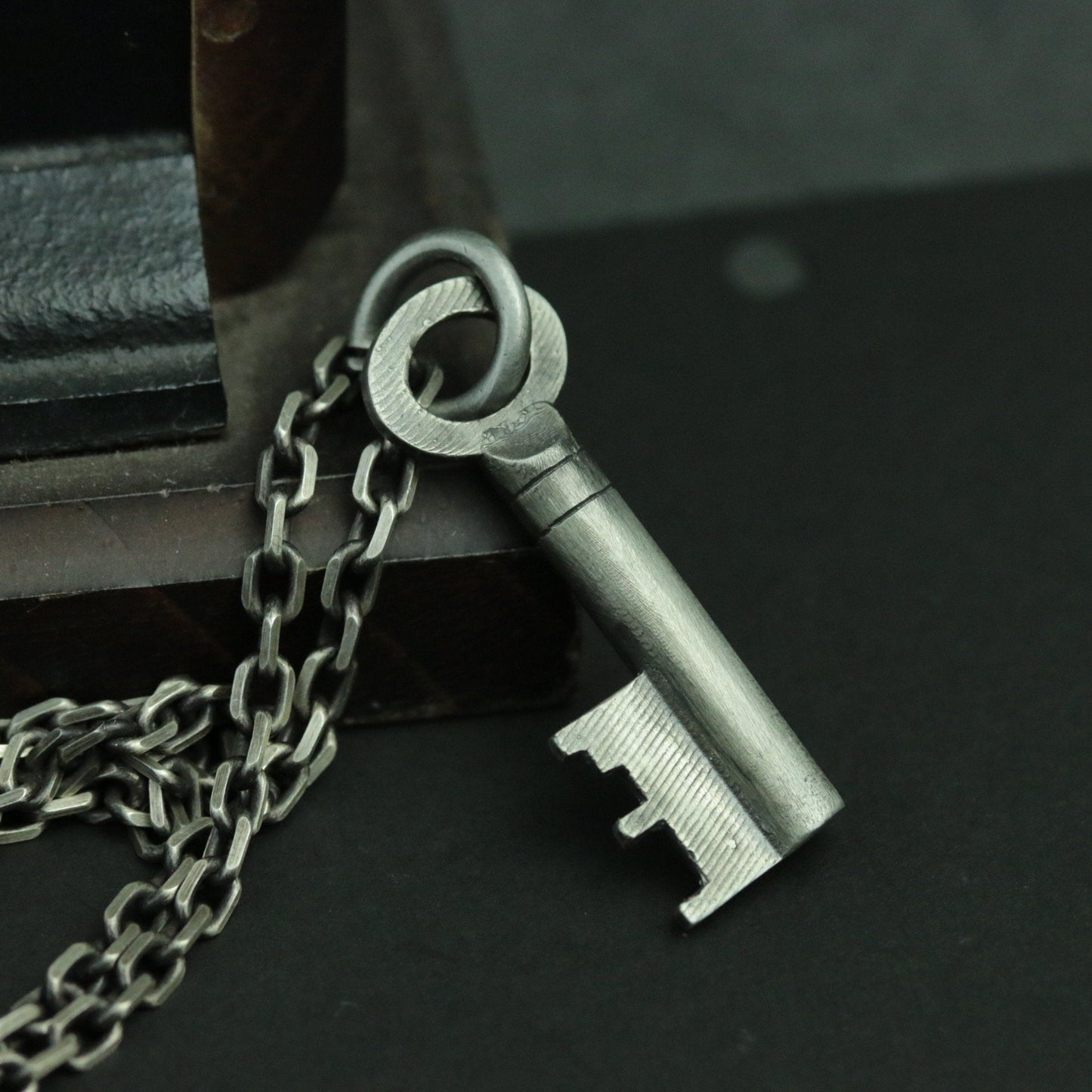 Vintage key 925 silver pendant necklace, Gothic silver necklace, key pendant, handmade personalized pendant