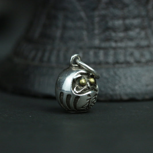 Lucky Daruma 925 Silver Pendant Daruma Egg Pendant, Onmyoji Necklace, Fu Pendant, Japanese Anime Jewelry, Brass Handmade Jewelry