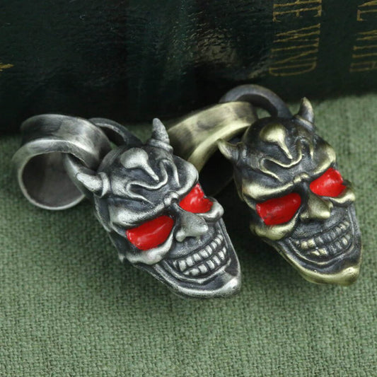 Mephisto 925 silver pendant necklace, silver skull texture necklace pendant, handmade gift skull pendant