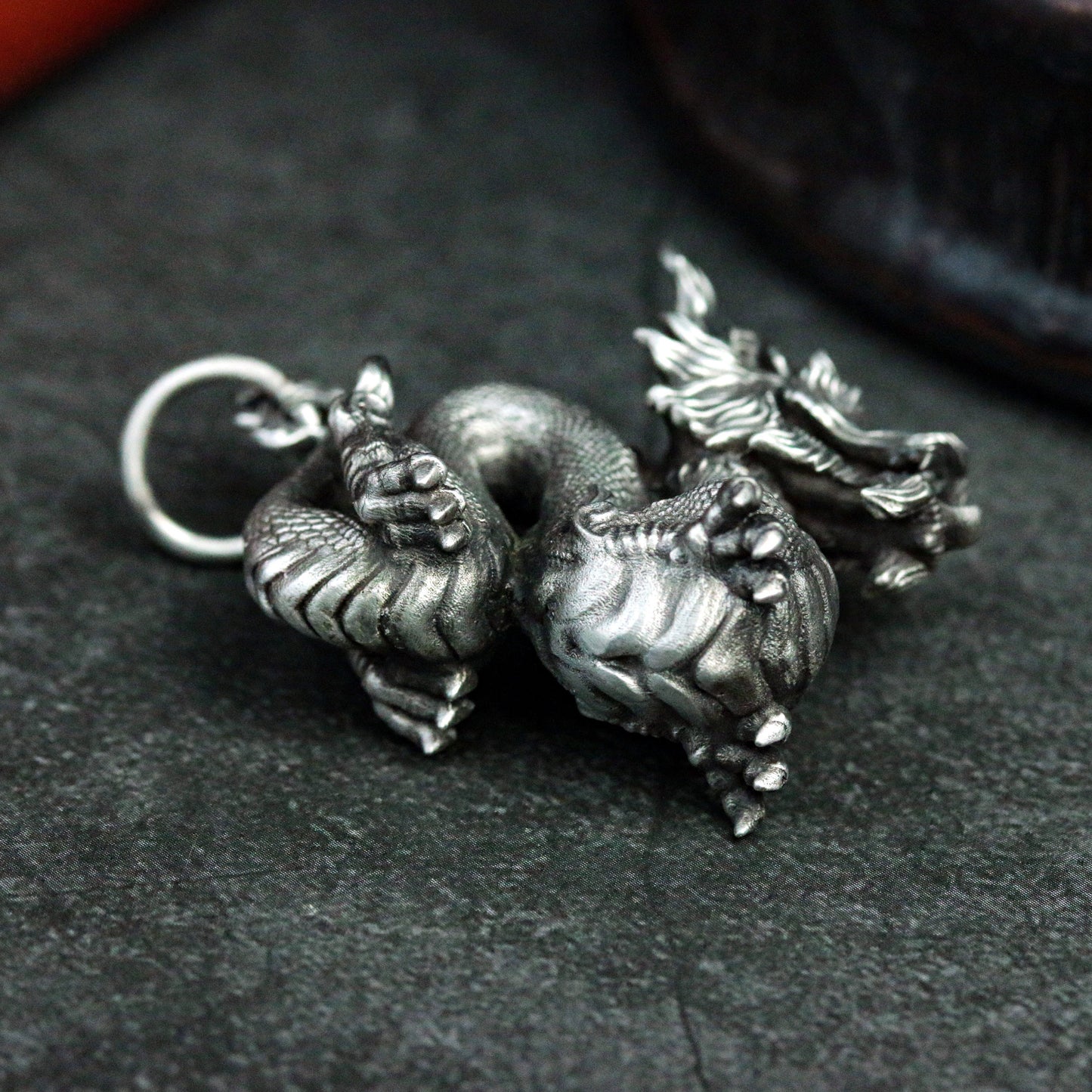 Chinese dragon 925 silver pendant necklace, mythical dragon king silver jewelry, rain or shine dragon king animal Chinese gift pendant