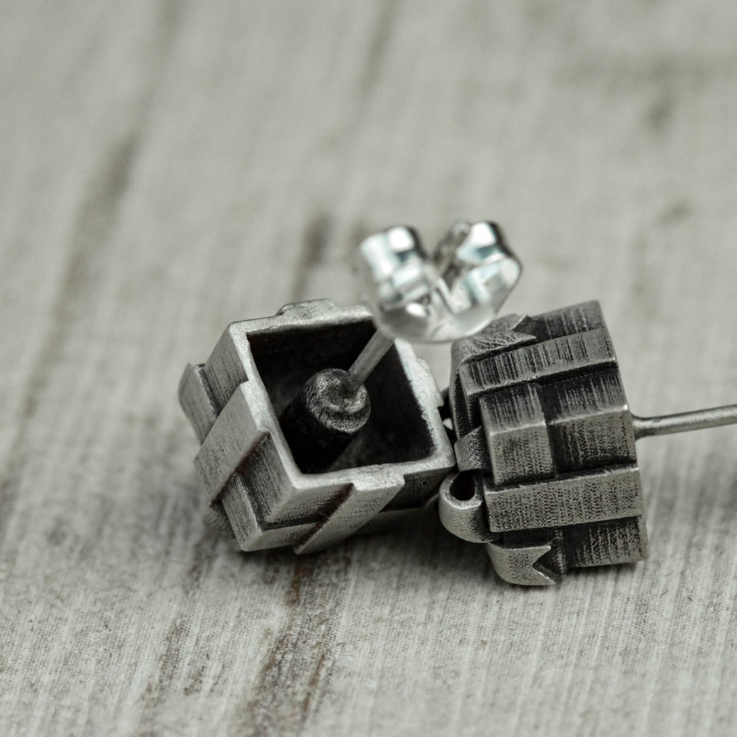 gift box earrings, box earrings, small earrings, mini earrings, small gifts, minimalist earrings