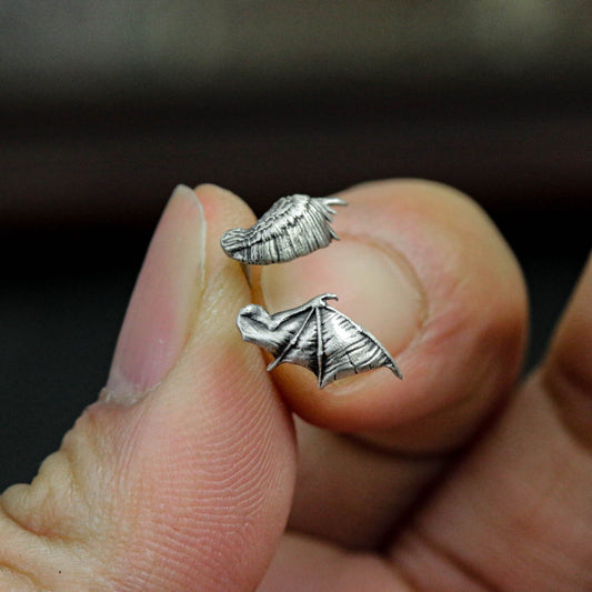 Angel Devil Stud Earrings, Sterling Silver Stud Earrings, Angel Wing Stud Earrings, Minimalist Jewelry, Gift for Her