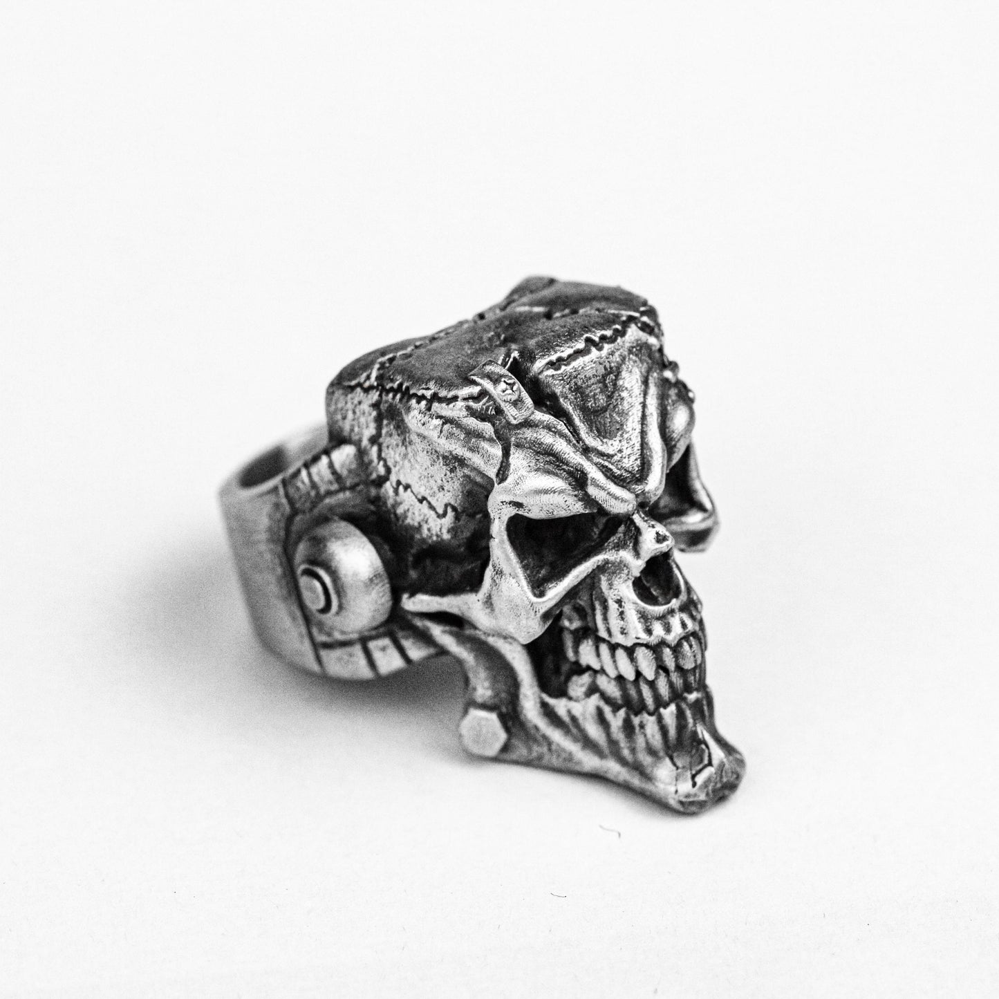 Gothic Skull Totem Ring Set - Hand-Forged 925 Silver Biker Collection