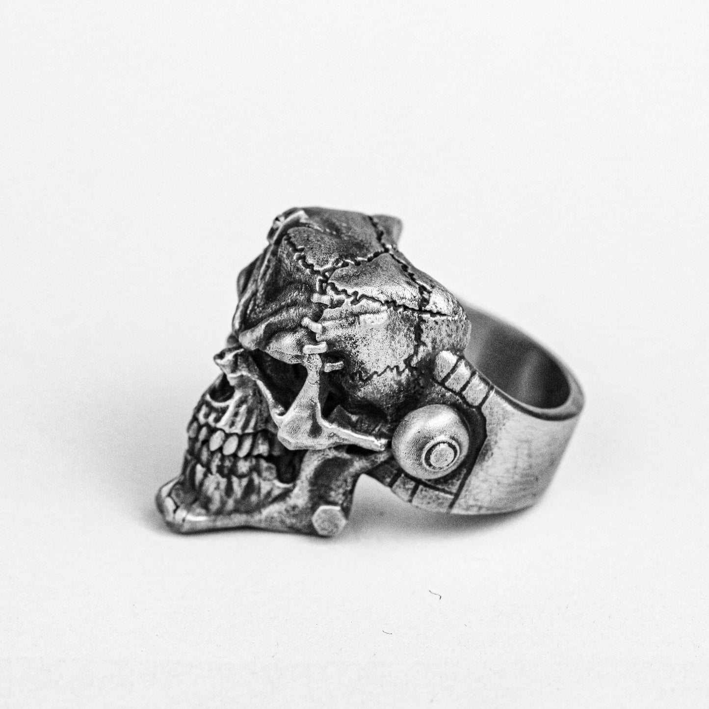Gothic Skull Totem Ring Set - Hand-Forged 925 Silver Biker Collection