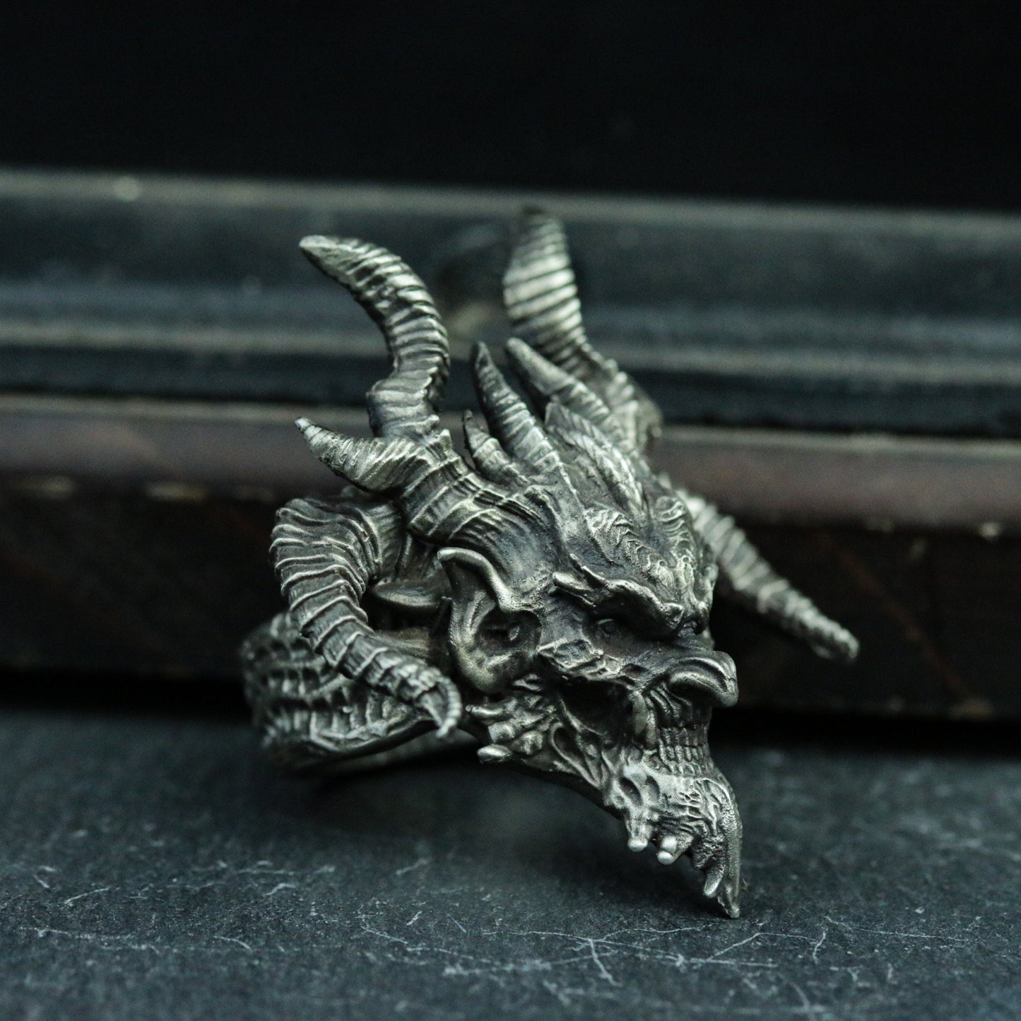 Hell Satan 925 silver ring, demon genie silver jewelry, sheep god skull gift handmade pendant - SATANHORN