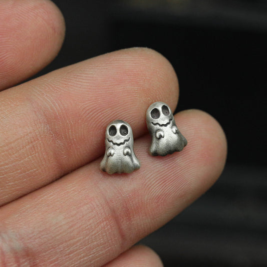 sterling silver ghost stud earrings, ghost accessories, ghost jewelry, fun stud earrings