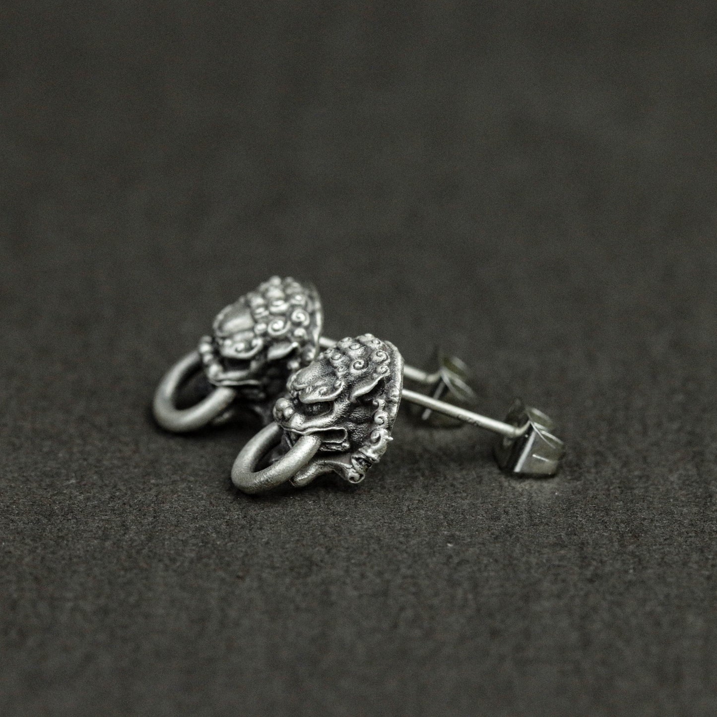 925 sterling silver lion head earrings, lion earrings, lion jewelry, natural earrings