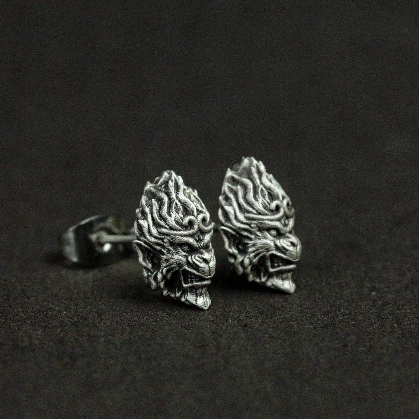 Sterling silver Monkey King earrings, Monkey King earrings, monkey earrings, Monkey King earrings gifts for him