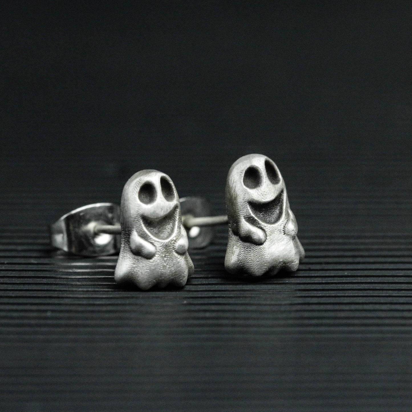 925 silver ghost stud earrings, ghost accessories, ghost jewelry, gifts for men, fun stud earrings