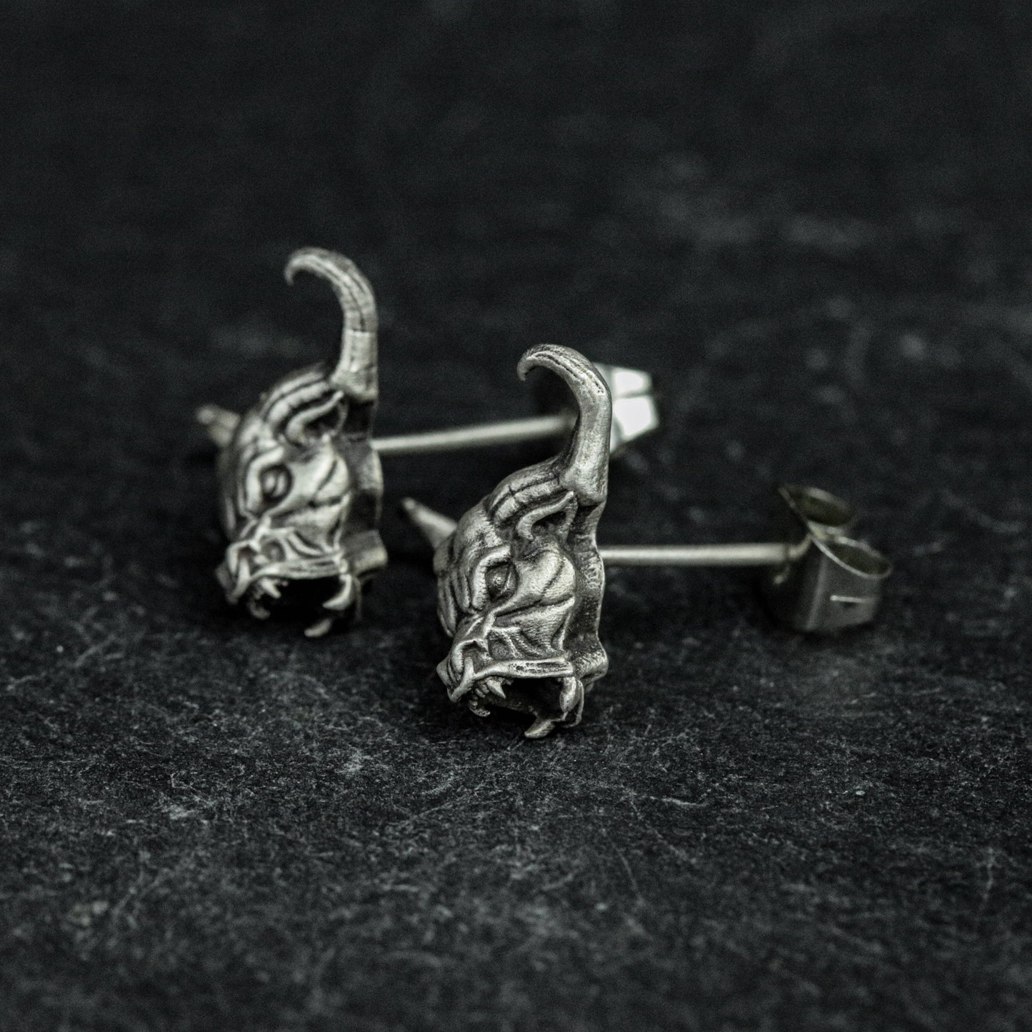 Sterling Silver Bull Head Stud Earrings, Bull Head Stud Earrings, Bull Horn Stud Earrings, Bull Stud Earrings, Gifts for Him, Gifts for Men