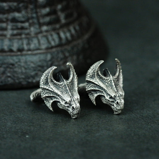 Triceratops cufflinks handmade in 925 silver, silver dinosaur cufflinks accessories, ancient dinosaur personalized cufflinks precious gift - SATANHORN