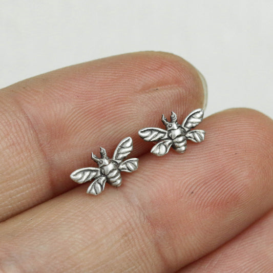 Sterling silver bee earrings, bee earrings, flower messenger, little bee earrings, gifts for her