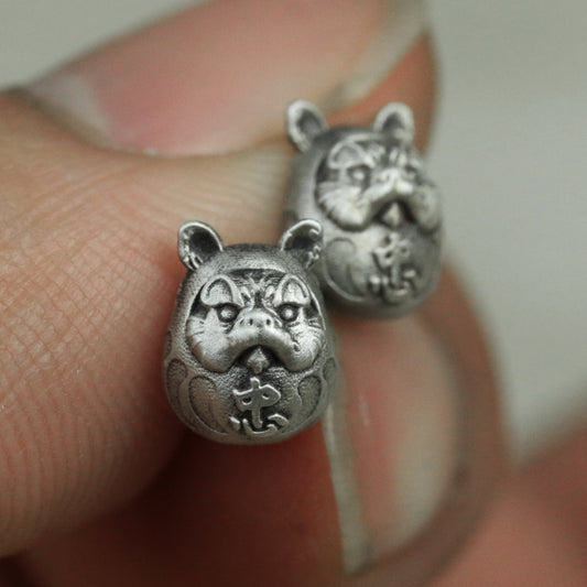 Lucky Fushou Egg 925 silver lucky Earrings, Dharma Egg Earrings, Good Luck Earrings, Craftsmen made