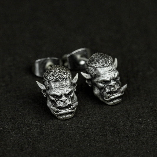 Tactical Fantasy Earrings - 925 Silver Handmade MMORPG Accessories for Men