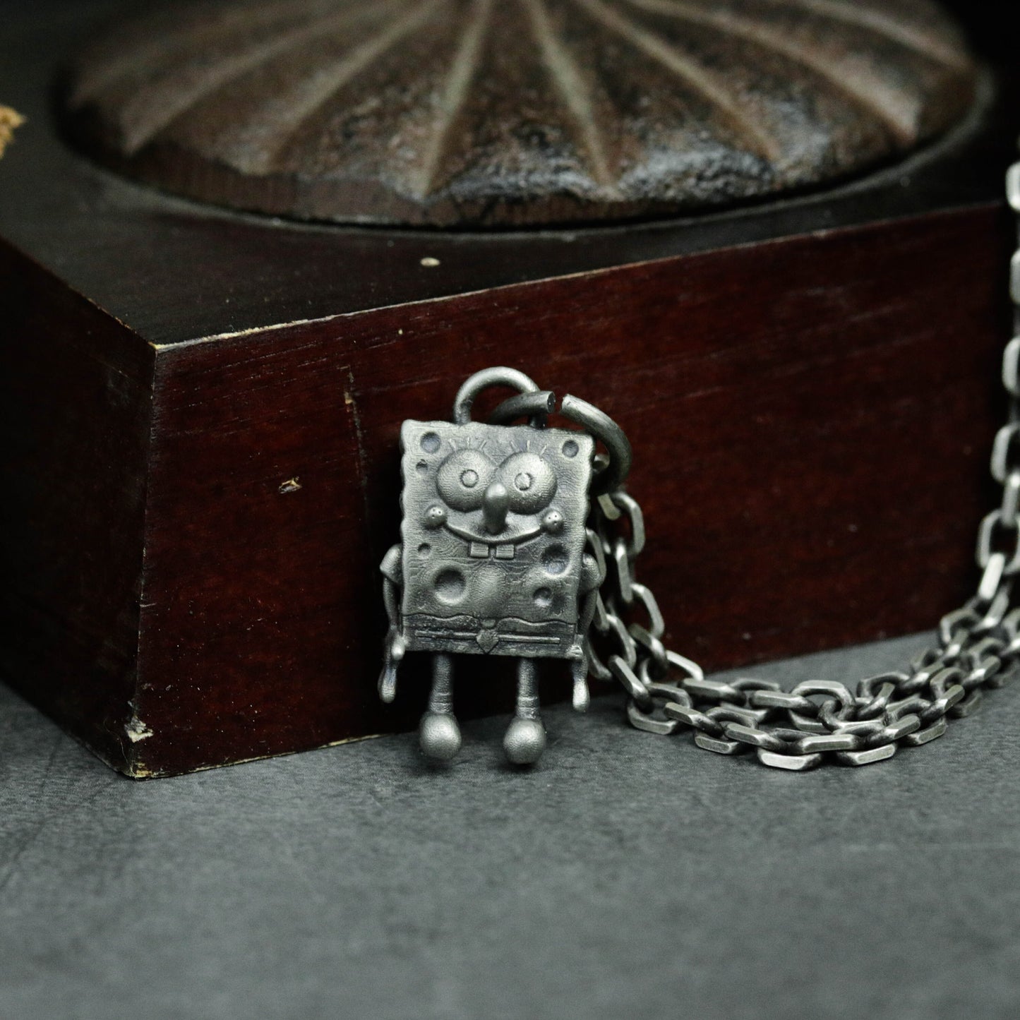 925 Vintage Silver SpongeBob SquarePants Necklace Pendant Chain