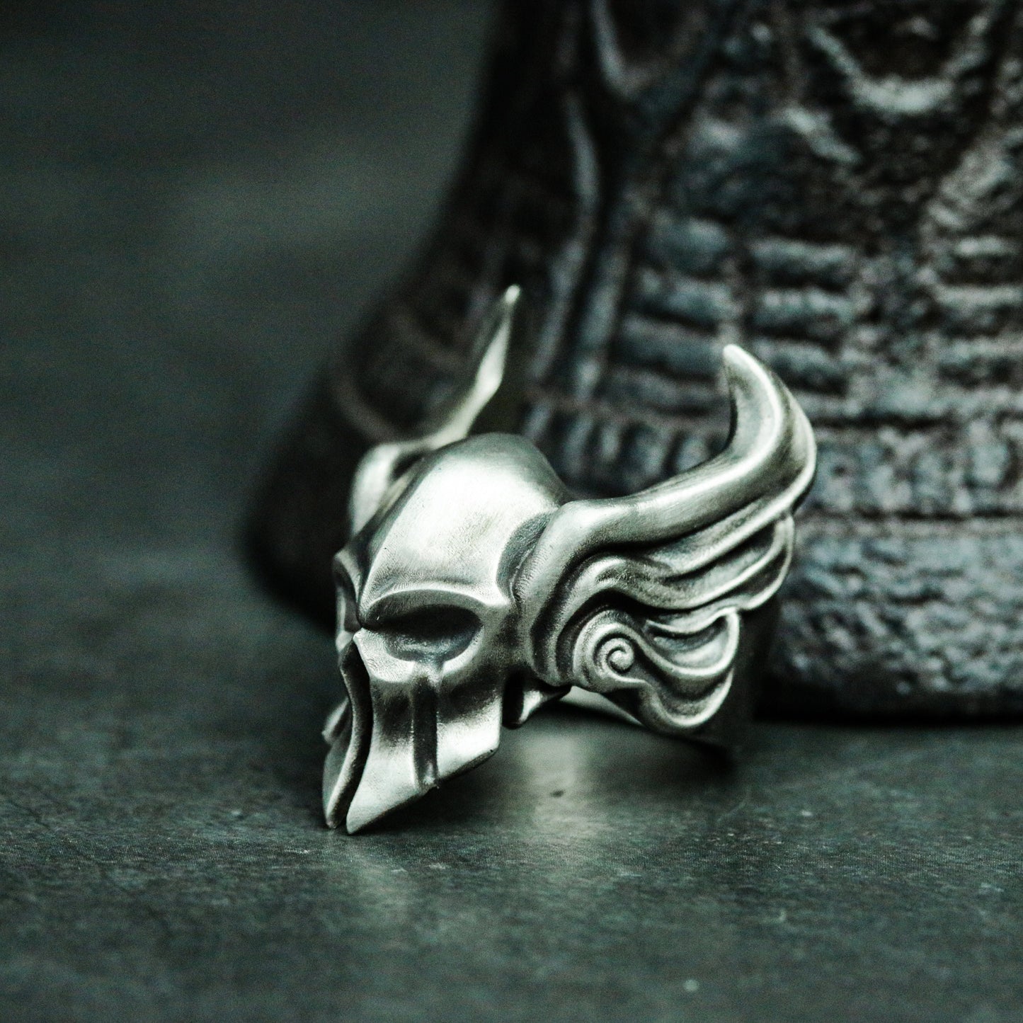 Flying Spartan Mask 925 Silver Ring, Wings Undead Spartan Silver Handmade Ring Gift - SATANHORN