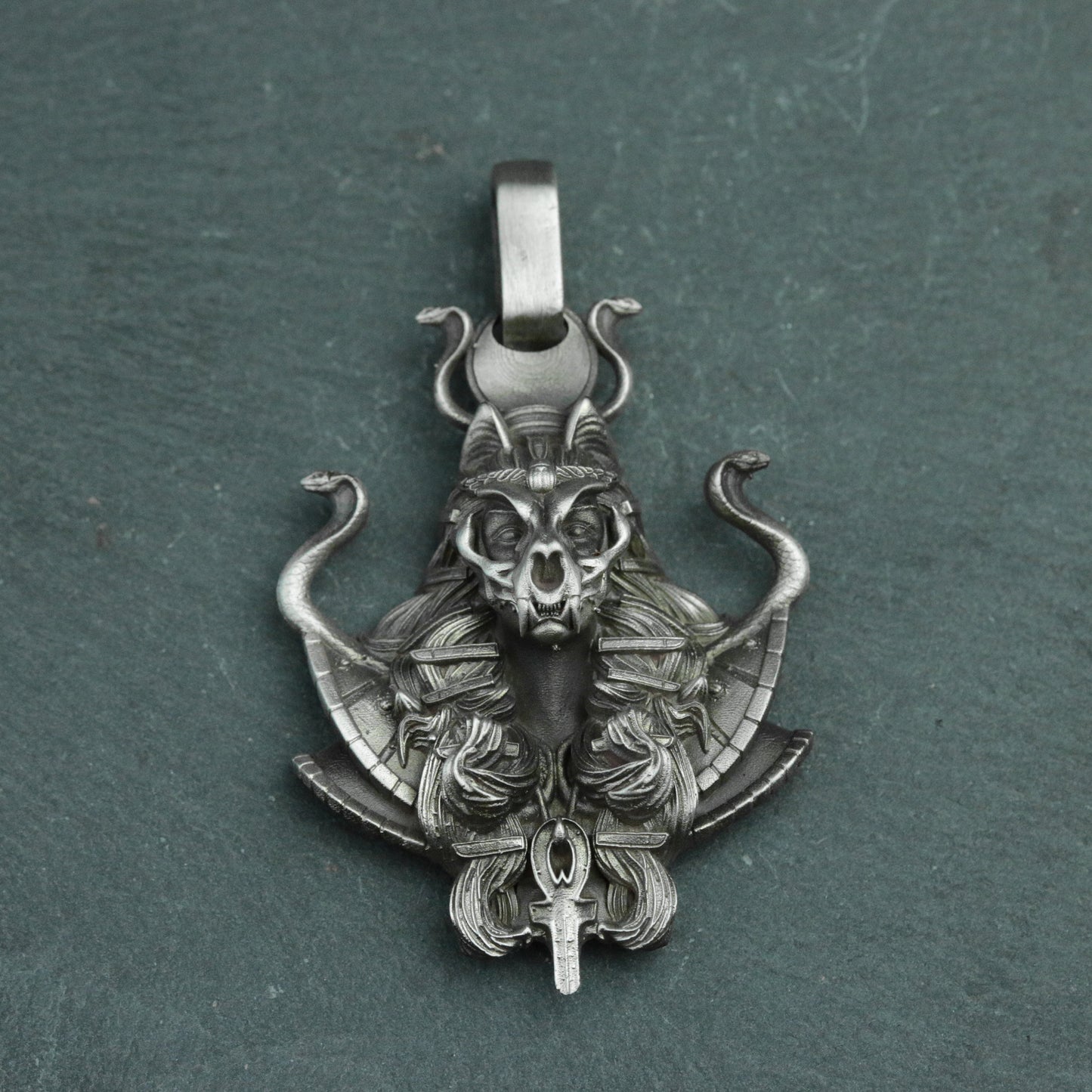 Egyptian Cat God Bastet 925 Silver Pendant Necklace, Egyptian Patron God Pharaoh Necklace Pendant, Amulet Jewelry Silver Gift-Craftsmen made