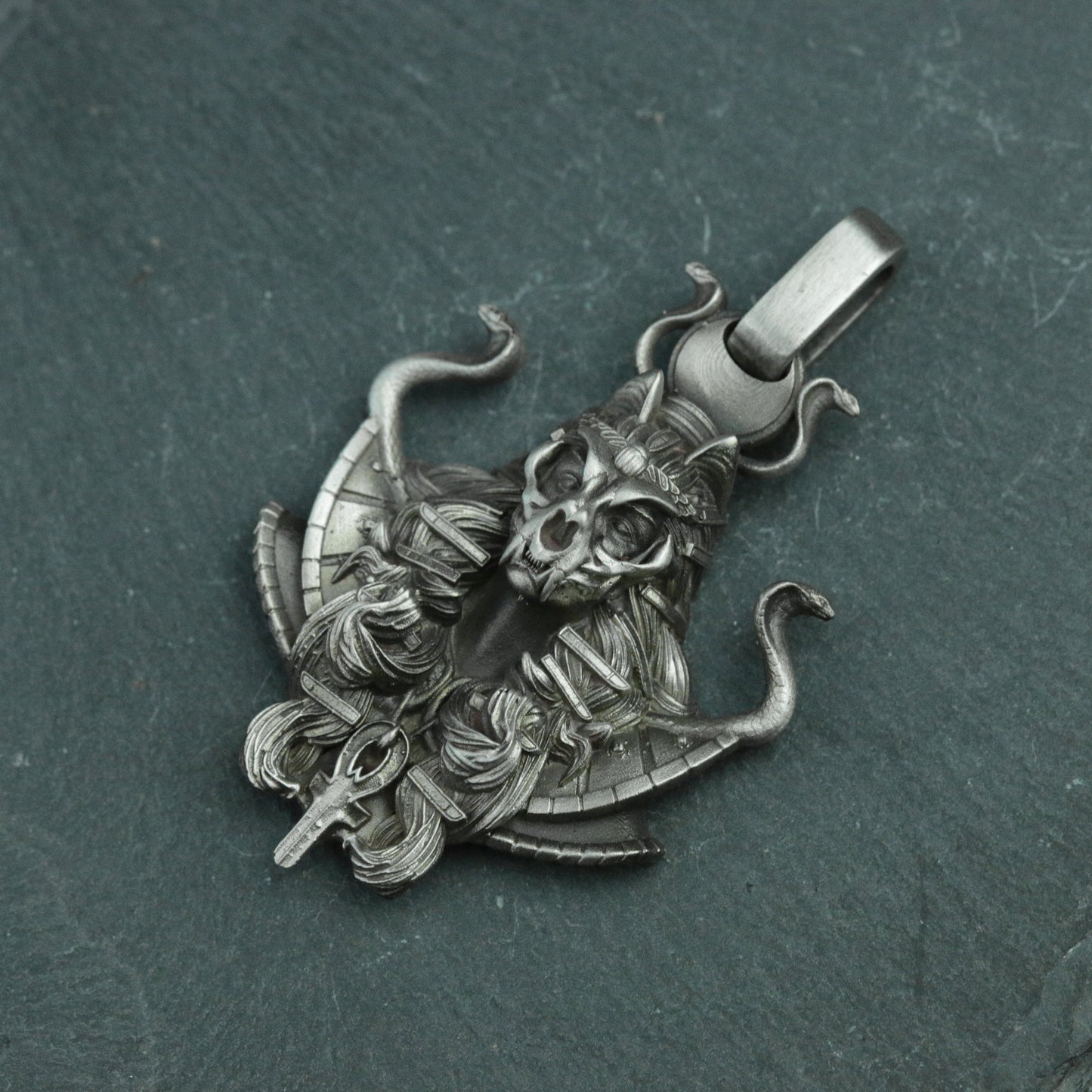 Egyptian Cat God Bastet 925 Silver Pendant Necklace, Egyptian Patron God Pharaoh Necklace Pendant, Amulet Jewelry Silver Gift-Craftsmen made