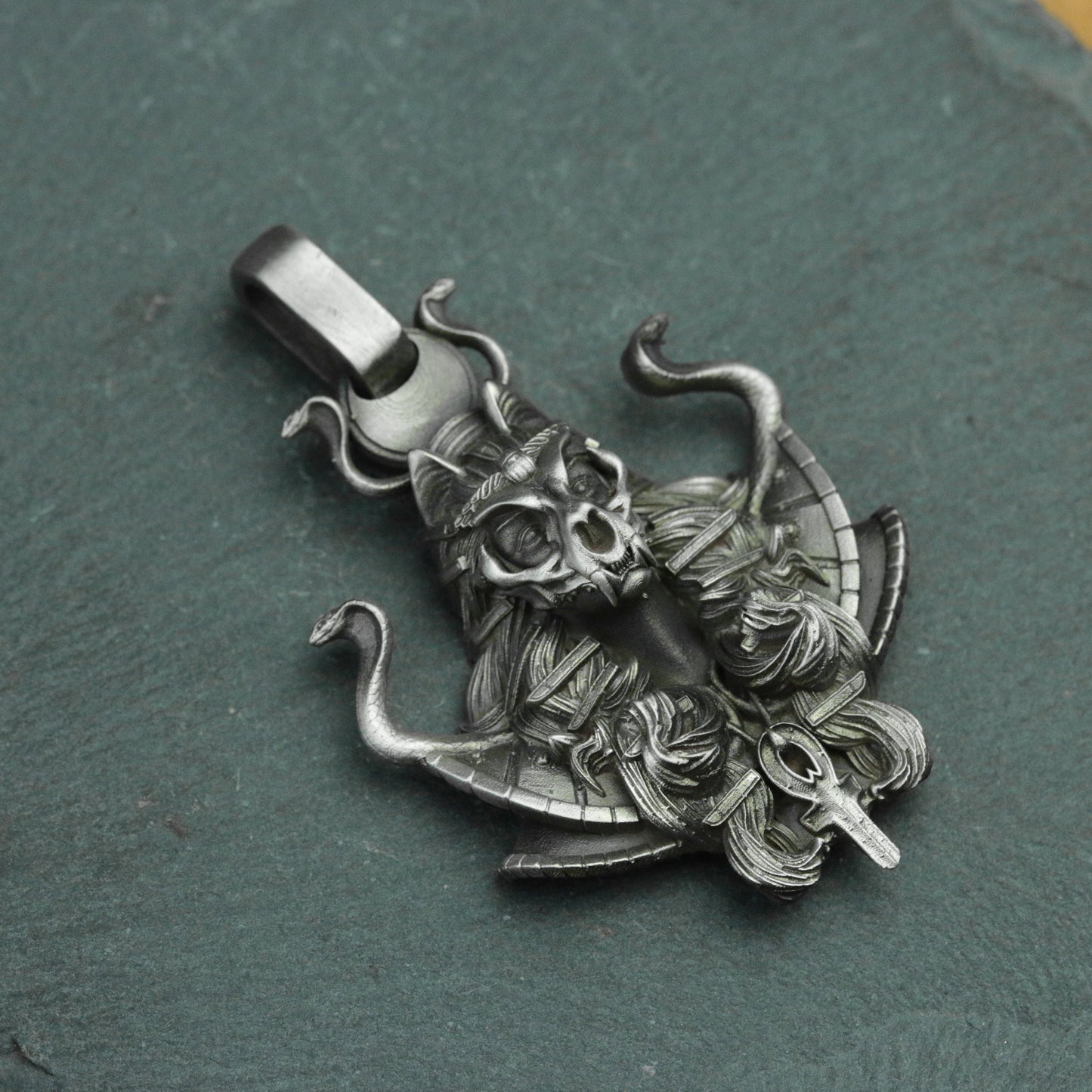 Egyptian Cat God Bastet 925 Silver Pendant Necklace, Egyptian Patron God Pharaoh Necklace Pendant, Amulet Jewelry Silver Gift-Craftsmen made