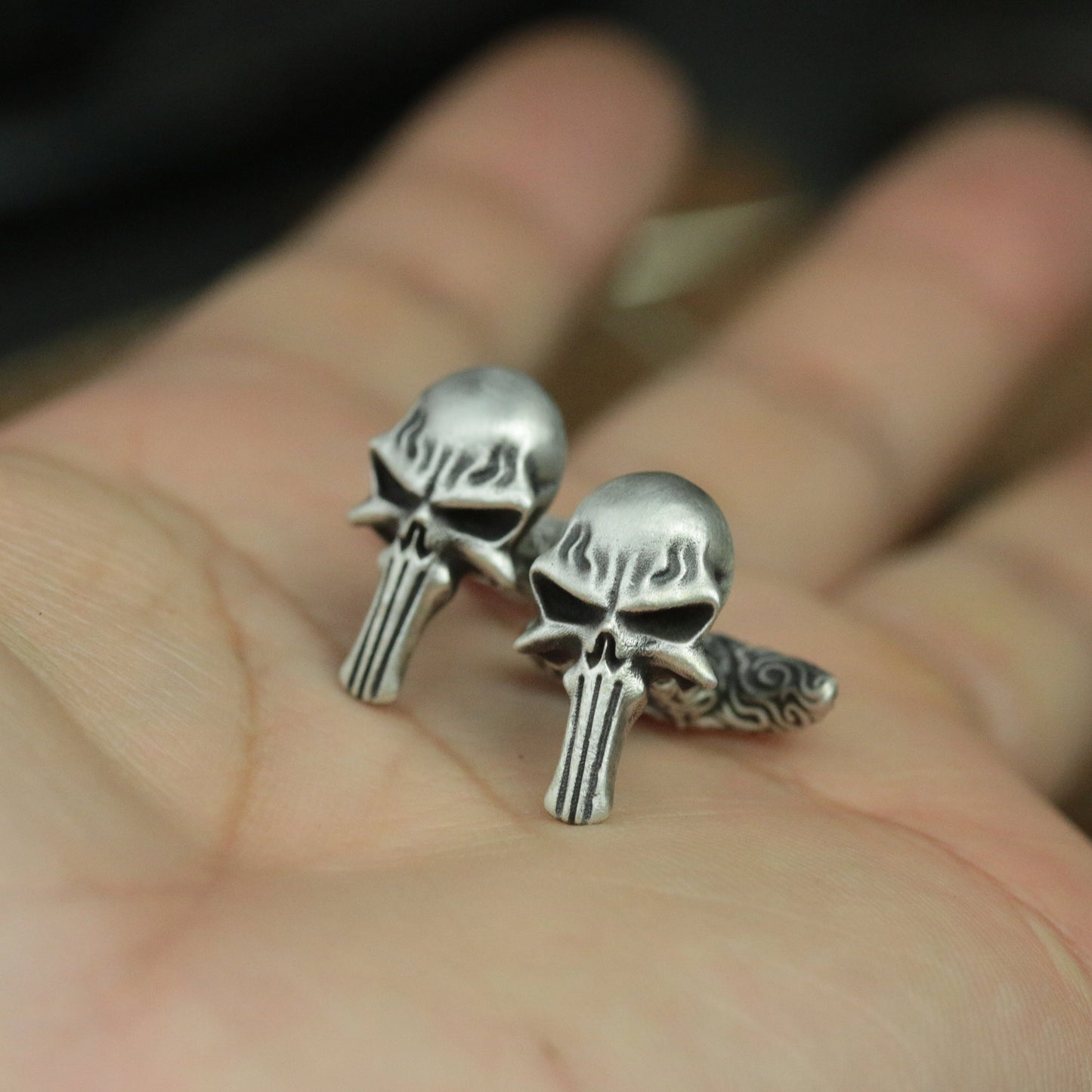 Sterling Silver Skull Cufflinks - Luxury Artisan Craft for Groomsmen & Fathers