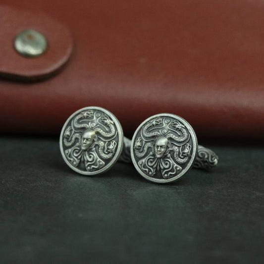 925 silver Medusa Cufflinks female snake god Cufflinks Greek Mythology Jewelry